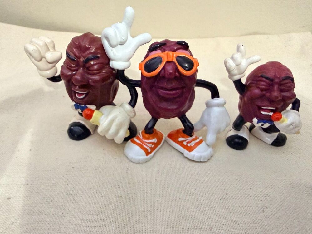 Vintage California Raisins PVC Figure Lot of 3 Singer Microphone Sunglasses 1987